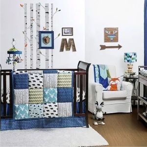 Peanut shell woodland crib set